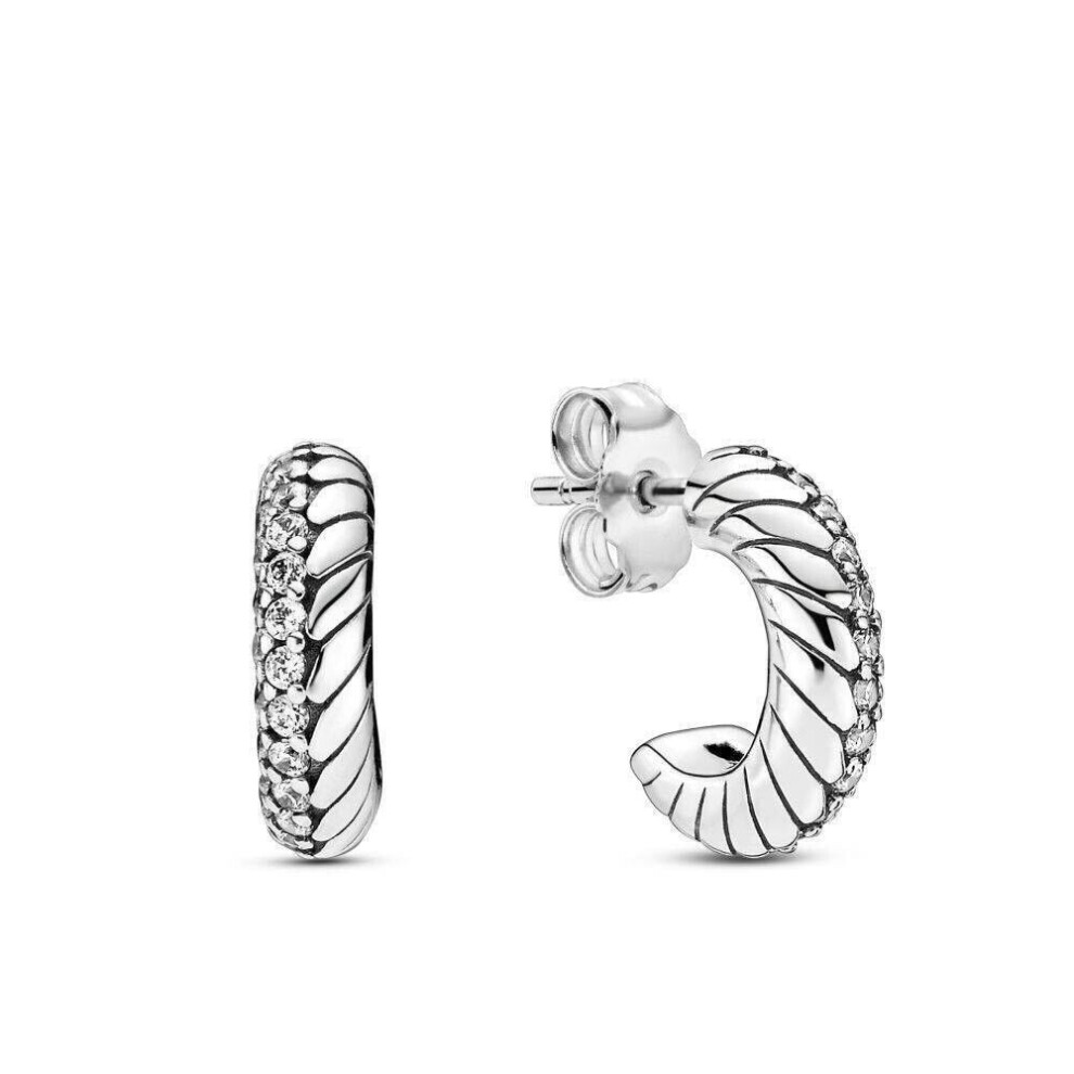 Pandora PavÃ© Snake Chain Pattern Hoop Earrings 299091C01