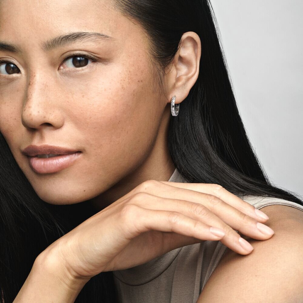 Pandora Signature Logo and Beads Hoop Earrings 292310C00 - Image 2