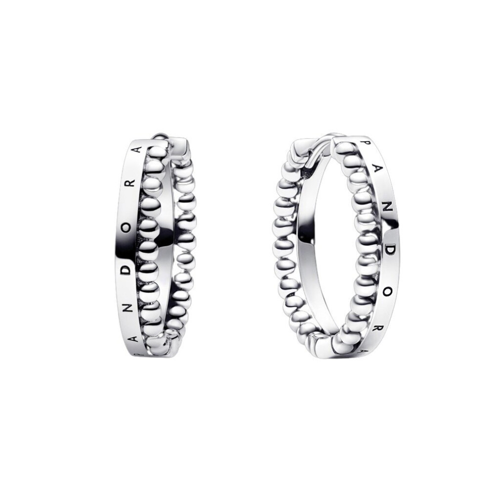 Pandora Signature Logo and Beads Hoop Earrings 292310C00