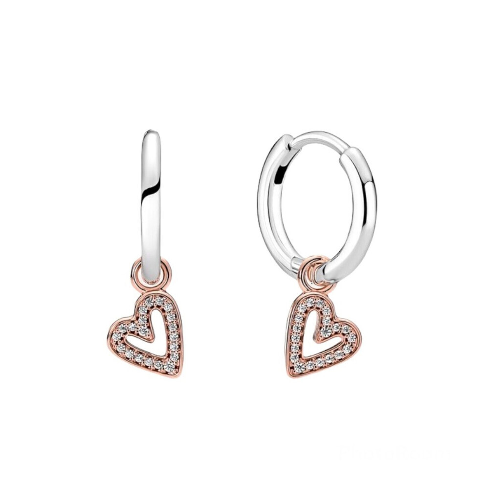 Pandora Sparkling Freehand Heart Hoop Earrings 280090C01
