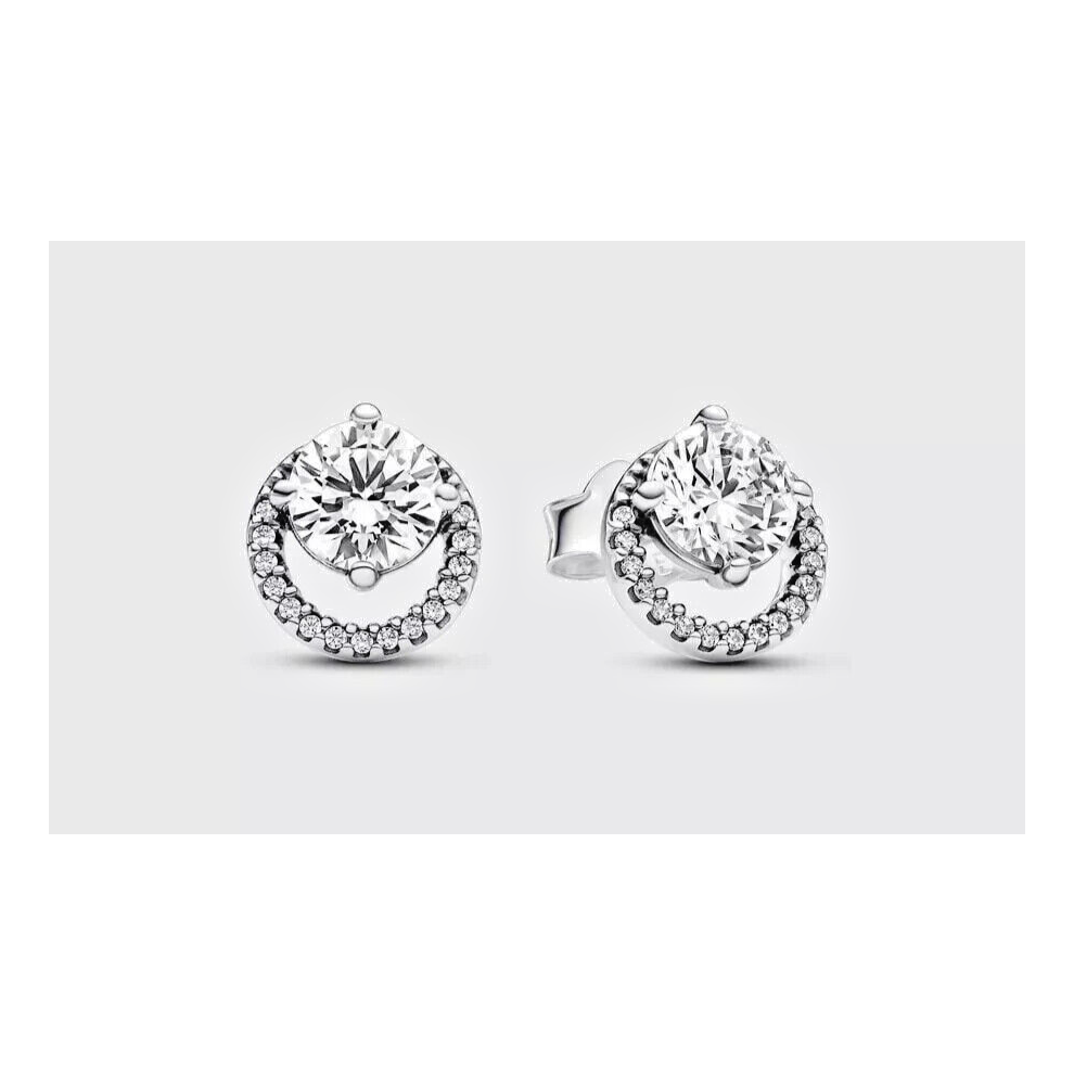 Pandora Sparkling Round Halo Stud Earrings 291248C01