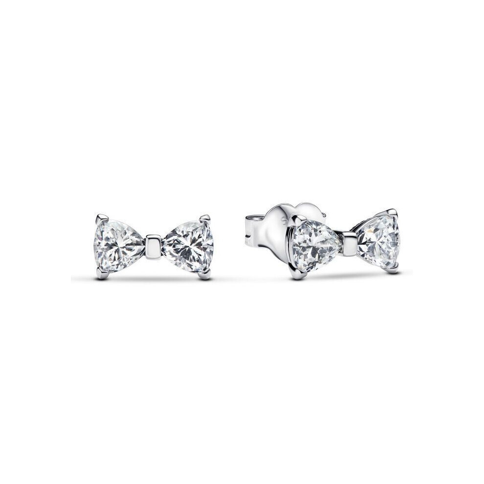 Pandora Sterling Silver Sparkling Small Bow Stud Earrings 293542C01