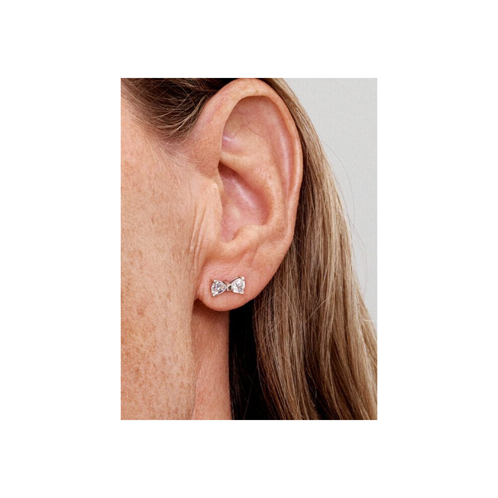 Pandora Sterling Silver Sparkling Small Bow Stud Earrings 293542C01 - Image 2