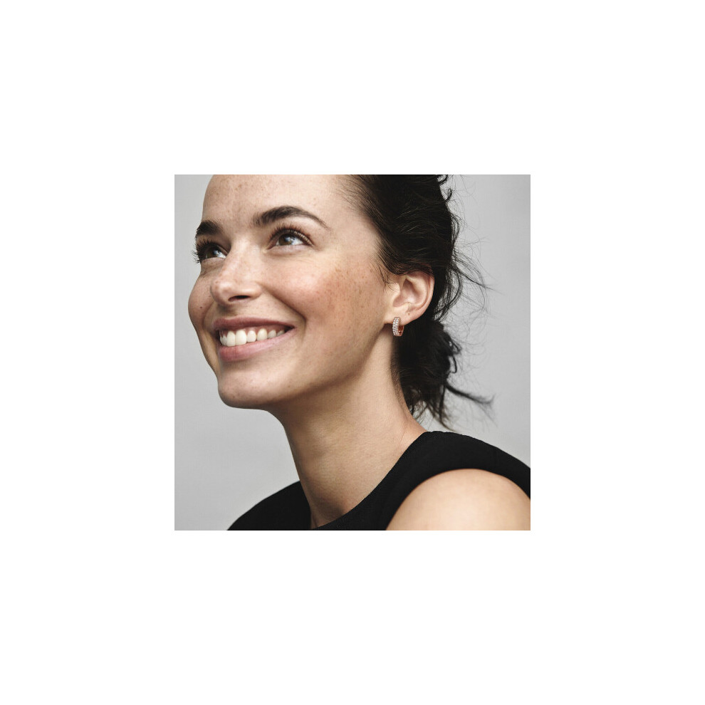 PANDORA Women's Creole Earrings Timeless Pavé Rose Gold 282622C01 - Image 4