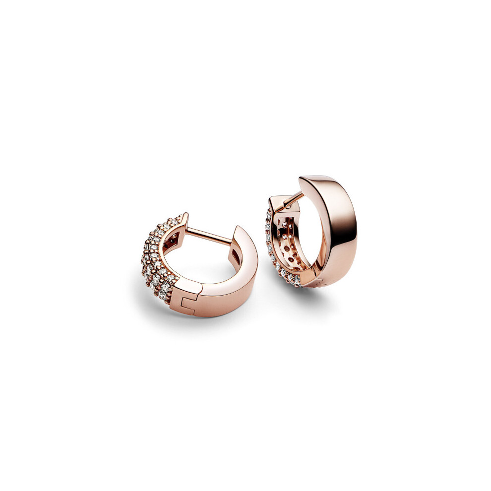PANDORA Women's Creole Earrings Timeless Pavé Rose Gold 282622C01 - Image 5