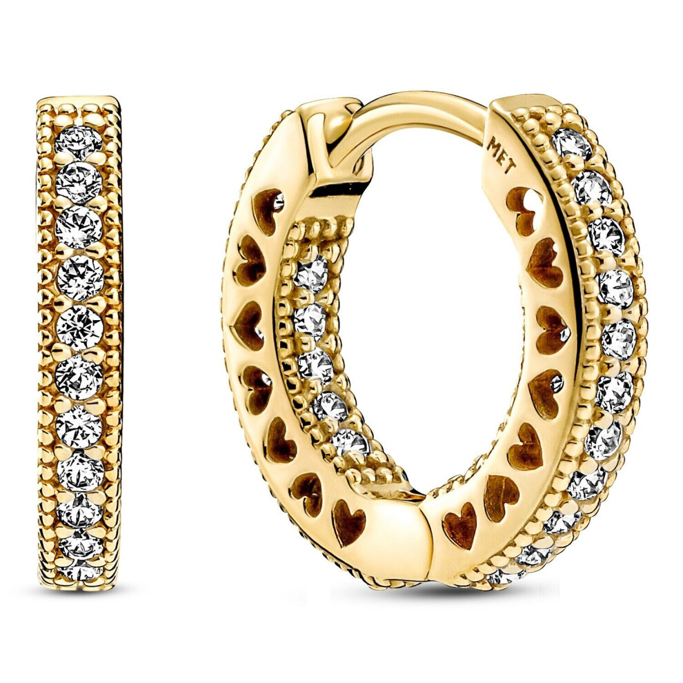 Pandora Yellow Pavé Heart Hoop Earrings 266317C01 - Image 2