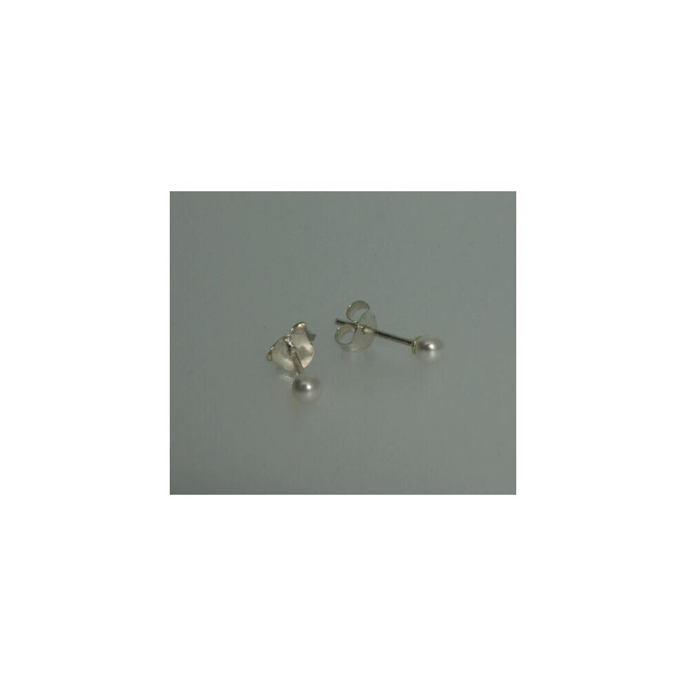 (Pearl) 3mm Men Women Kid Stainless Steel Plain Ball Stud Earrings Round Stud 5 Colour