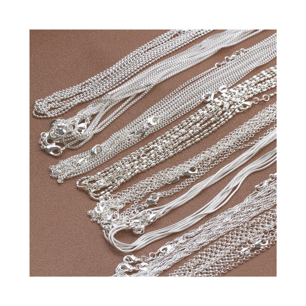 (Pearl Cross Chain, 16 inch (40cm)) 1pcs 925 Sterling Silver Rolo Bead Figaro Chain Necklace for Men Women - Image 2