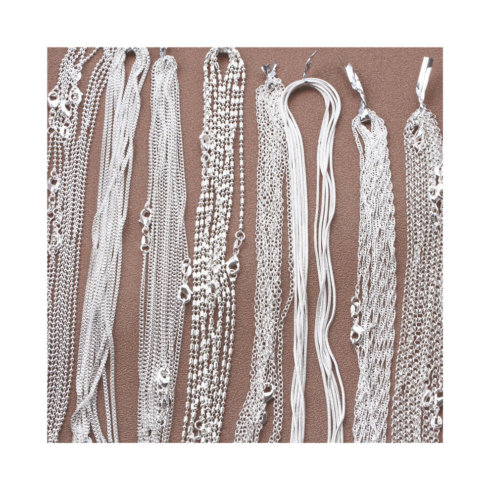 (Pearl Cross Chain, 16 inch (40cm)) 1pcs 925 Sterling Silver Rolo Bead Figaro Chain Necklace for Men Women - Image 3