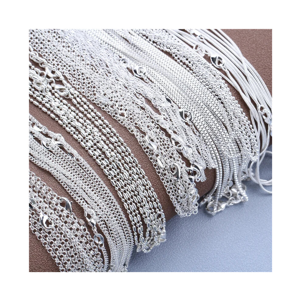 (Pearl Cross Chain, 16 inch (40cm)) 1pcs 925 Sterling Silver Rolo Bead Figaro Chain Necklace for Men Women - Image 4