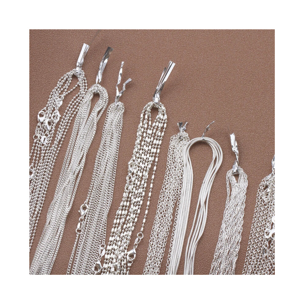 (Pearl Cross Chain, 16 inch (40cm)) 1pcs 925 Sterling Silver Rolo Bead Figaro Chain Necklace for Men Women - Image 5