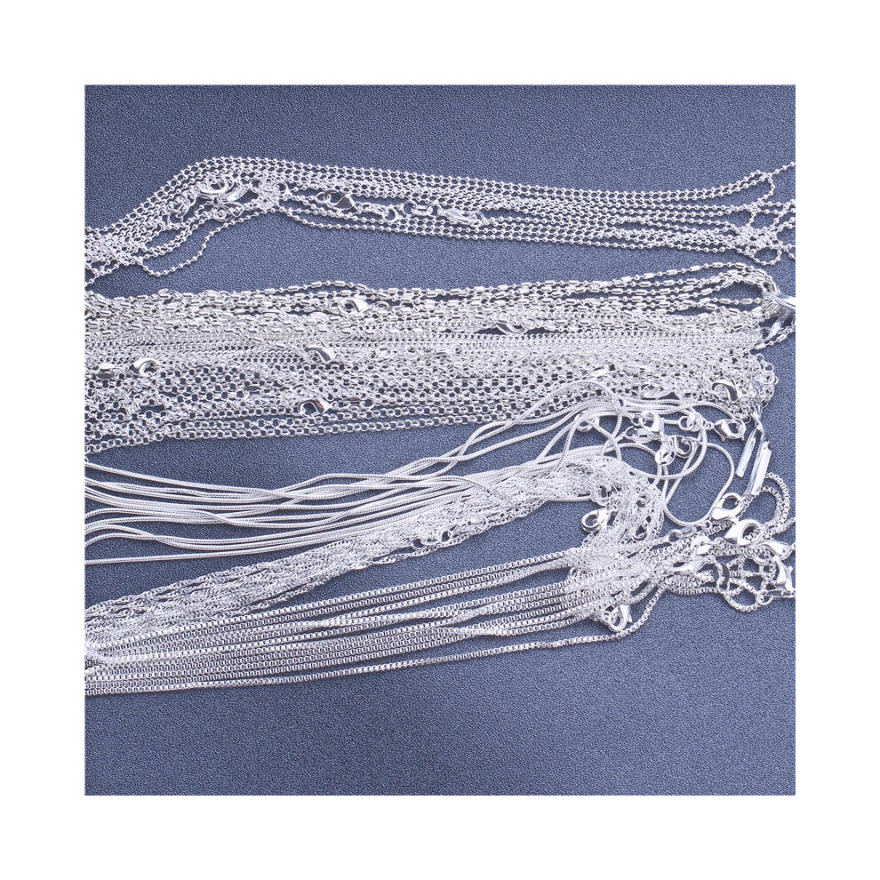 (Pearl Cross Chain, 16 inch (40cm)) 1pcs 925 Sterling Silver Rolo Bead Figaro Chain Necklace for Men Women - Image 6