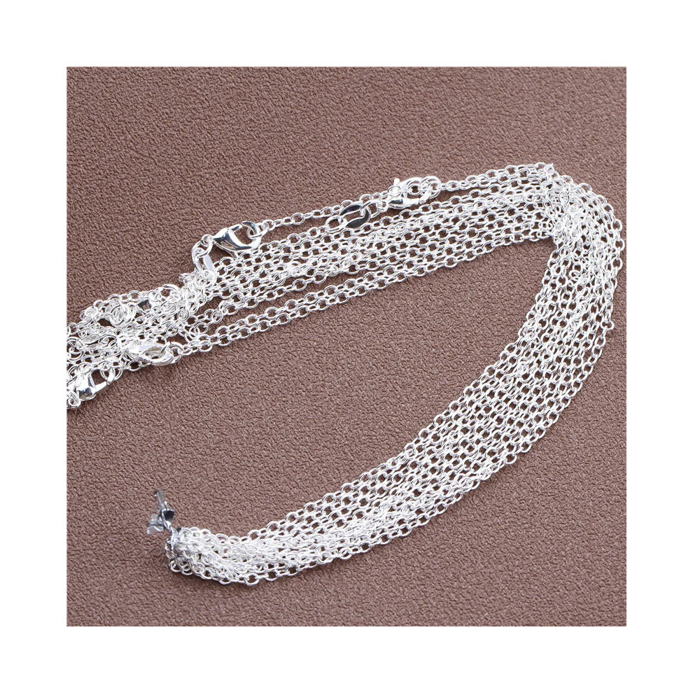 (Pearl Cross Chain, 16 inch (40cm)) 1pcs 925 Sterling Silver Rolo Bead Figaro Chain Necklace for Men Women - Image 7