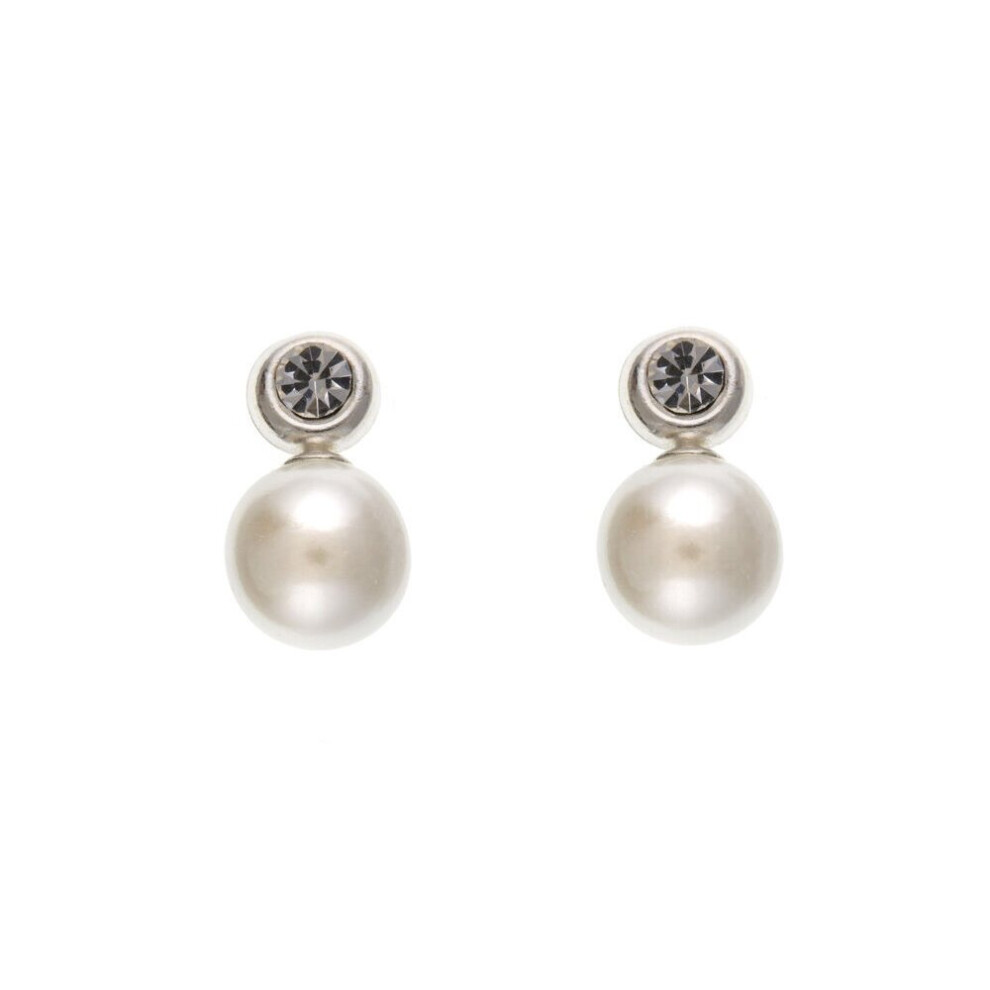 Pearl Earrings Cubic Zirconia Stud Sterling Silver Studs - Image 2