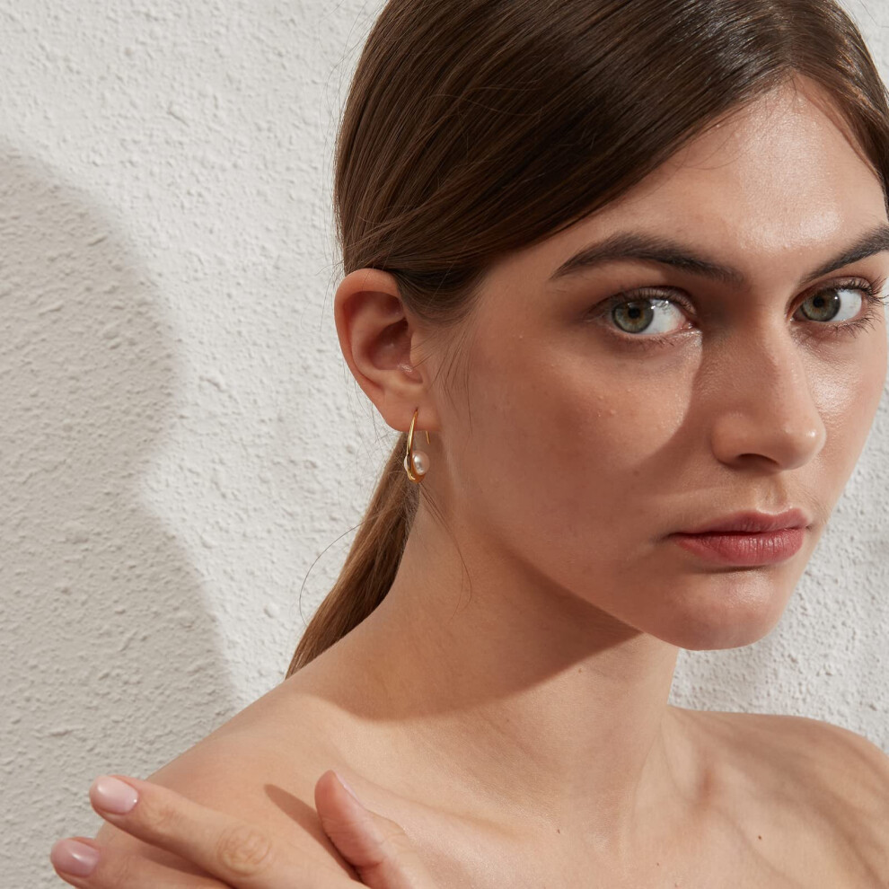 Pearl Earrings Silver 925 Hanging Pearl Earrings Studs Silver Earrings Pearl Dangle Earrings - Image 3