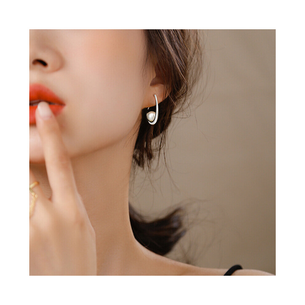 Pearl Earrings Silver 925 Hanging Pearl Earrings Studs Silver Earrings Pearl Dangle Earrings - Image 3