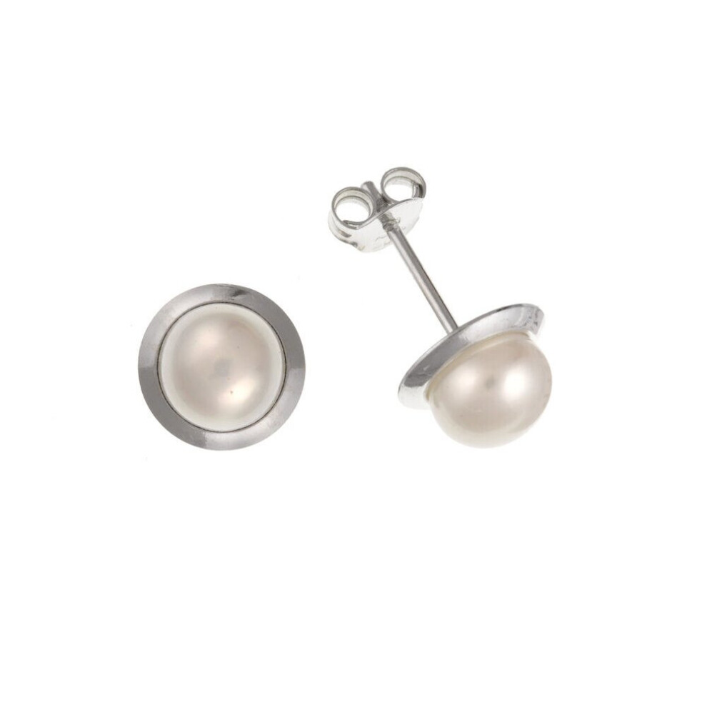 Pearl Earrings Sterling Silver 925 Hallmark Stud Studs