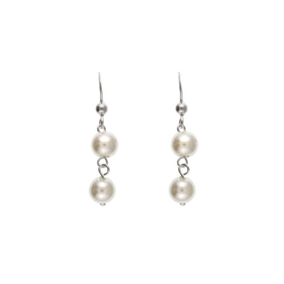 Pearl Earrings Sterling Silver Drops Two Pearls Drop