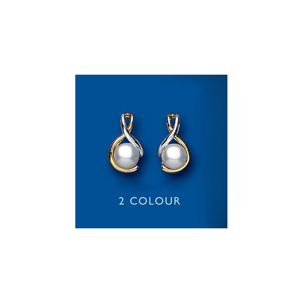 Pearl Earrings Two Colour Gold Solid 9 Carat Freshwater Cultured Studs - Image 4