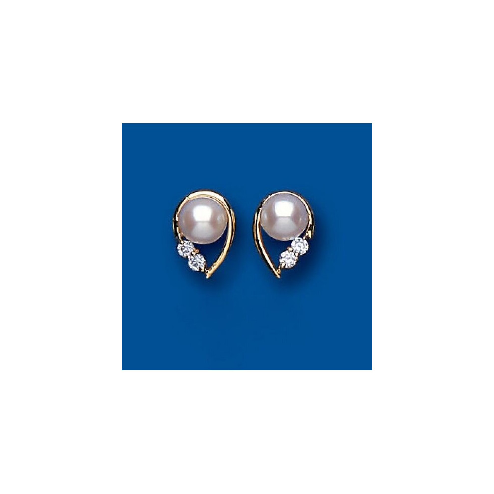 Pearl Earrings Yellow Gold Cultured Freshwater Studs - Image 4