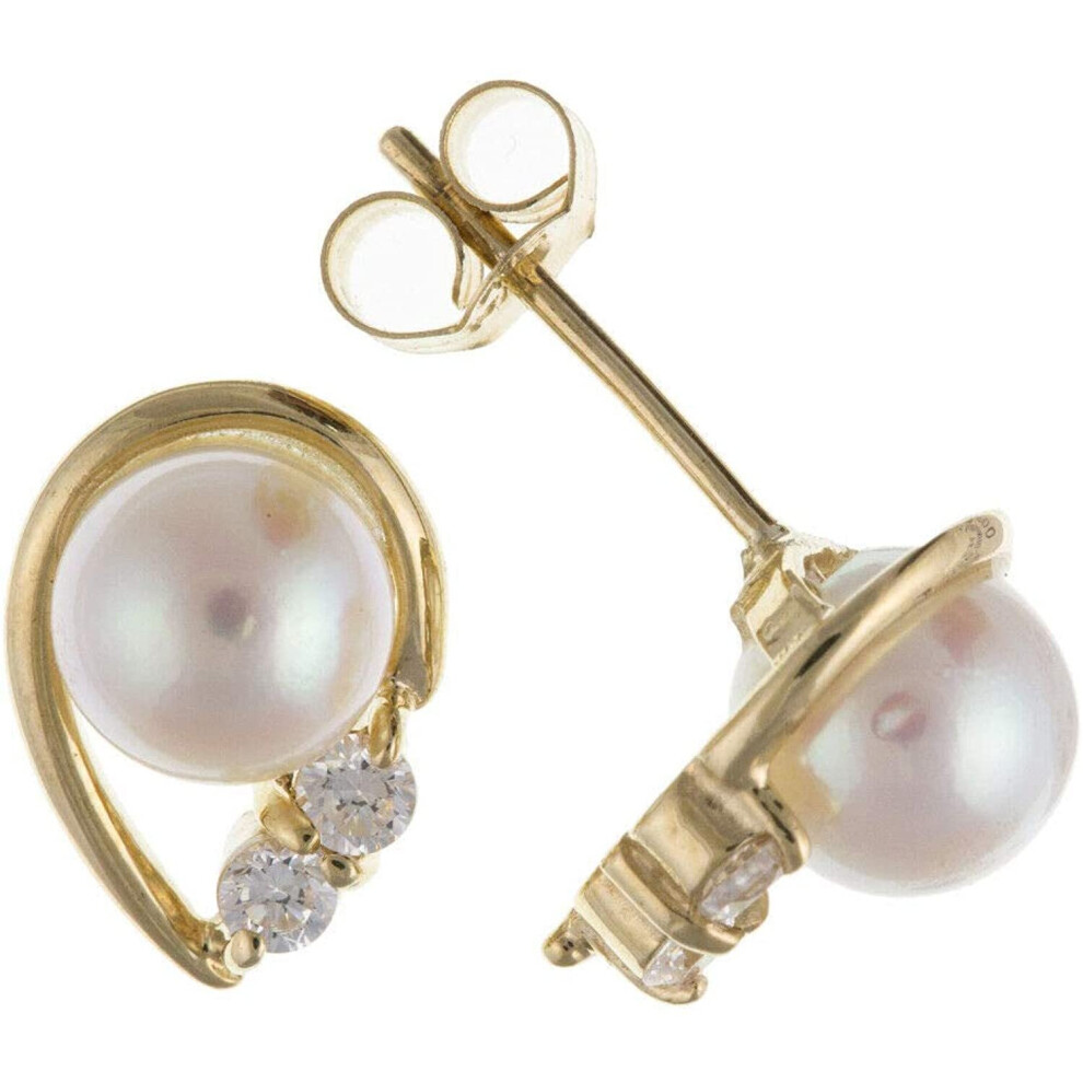 Pearl Earrings Yellow Gold Cultured Freshwater Studs