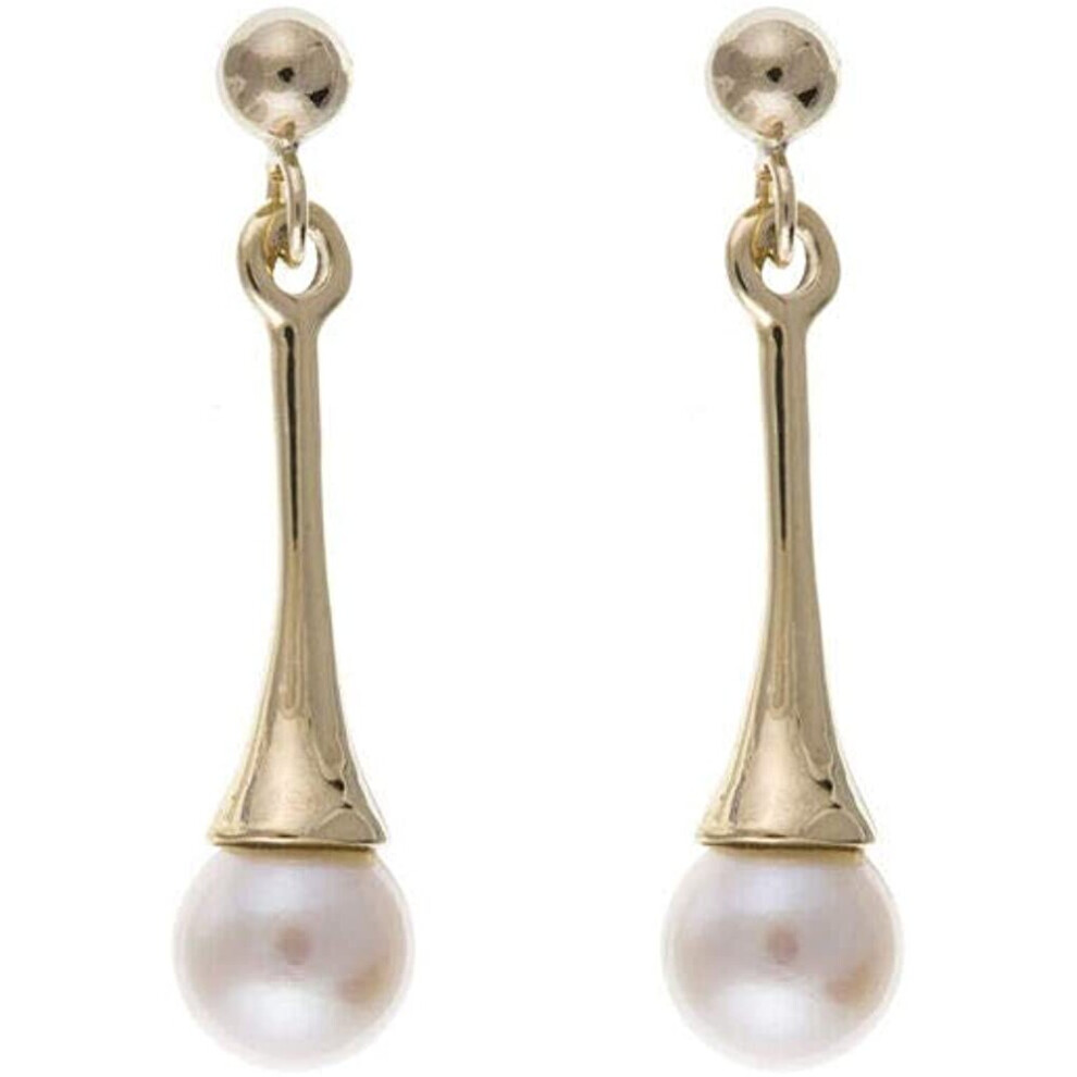 Pearl Earrings Yellow Gold Solid 9 Carat Drop Freshwater Cultured Drops - Image 2