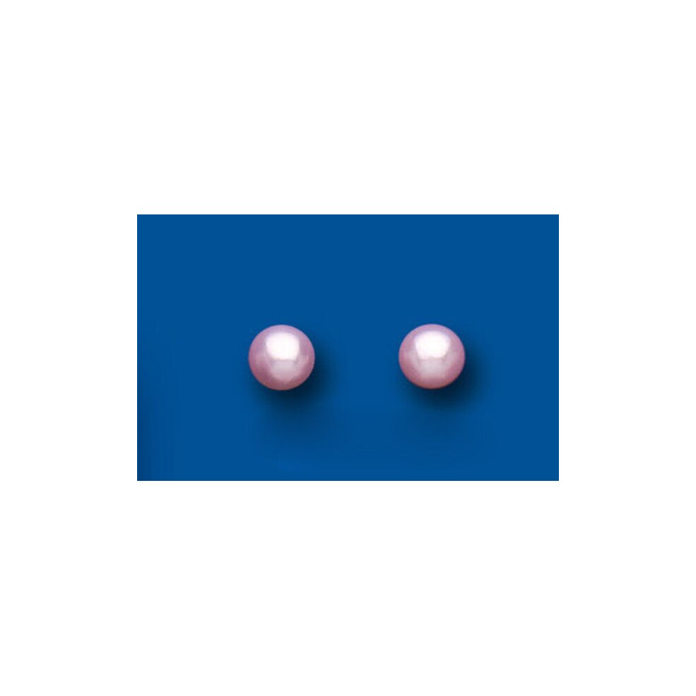 Pink Pearl Earrings Stud Sterling Silver Studs Freshwater Pearls 5mm - Image 2