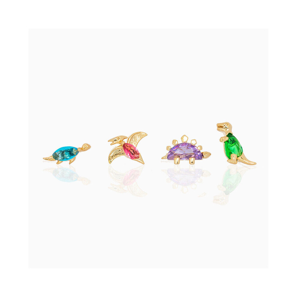 Plating Dinosaur Earring for Women Zircon Animal Stud Earing Girl Jewelry Brincos CZ