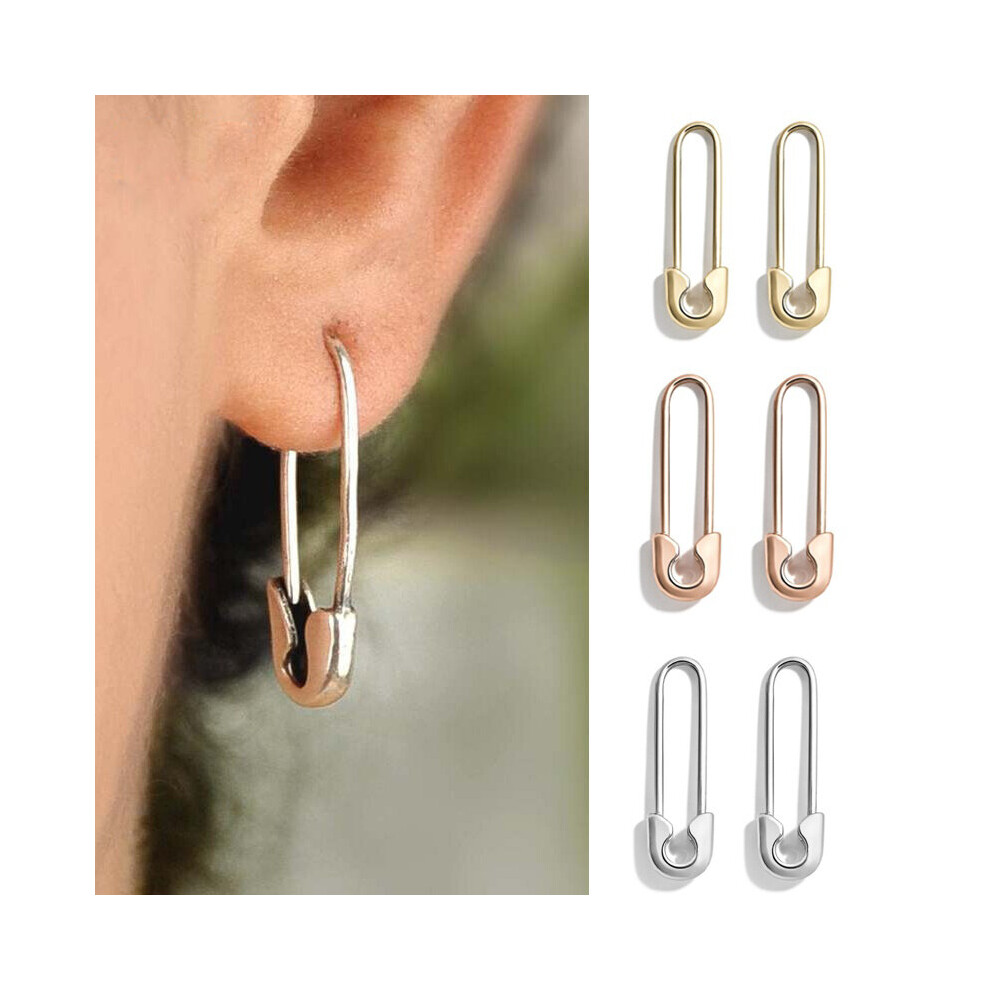 Punk Pin Earrings Unique Paperclip Safety Steel Stud Earrings Women Man Rock Piercing 1PC - Image 2