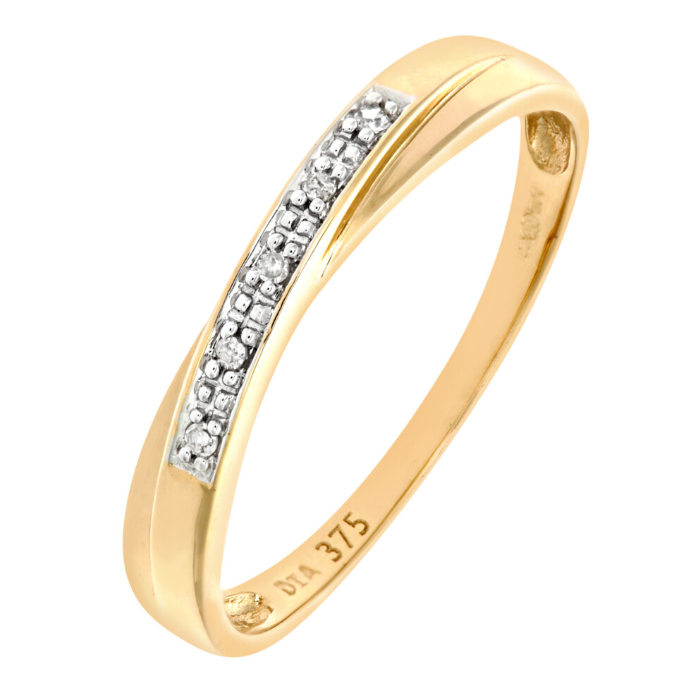 (Q) Jewelco London 9ct Yellow Gold Diamond Wedding Band - Image 2