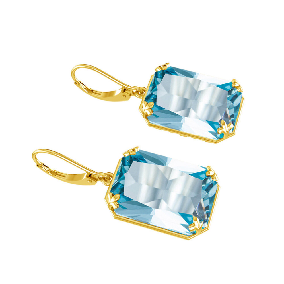 Real 100% 925 Silver Earrings Aquamarine 14K Plated Drop Earrings For Women Fine Jewelry Wedding Gift - Image 4