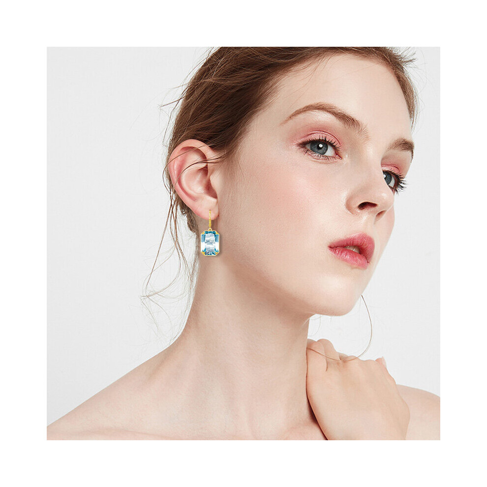 Real 100% 925 Silver Earrings Aquamarine 14K Plated Drop Earrings For Women Fine Jewelry Wedding Gift - Image 6