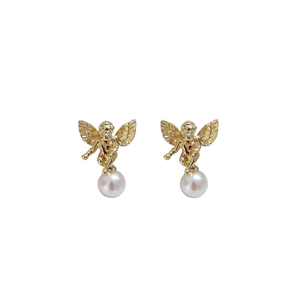 Retro Baroque Angel Wings Pearl Earrings s925 Silver diy Earrings Earrings Material Accessories - Image 6