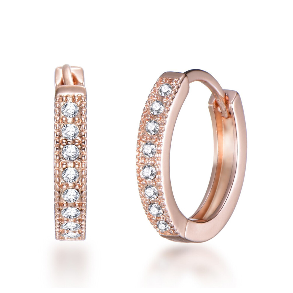 Rose Gold Plated Hoop Earrings Created with Swarovski Crystals