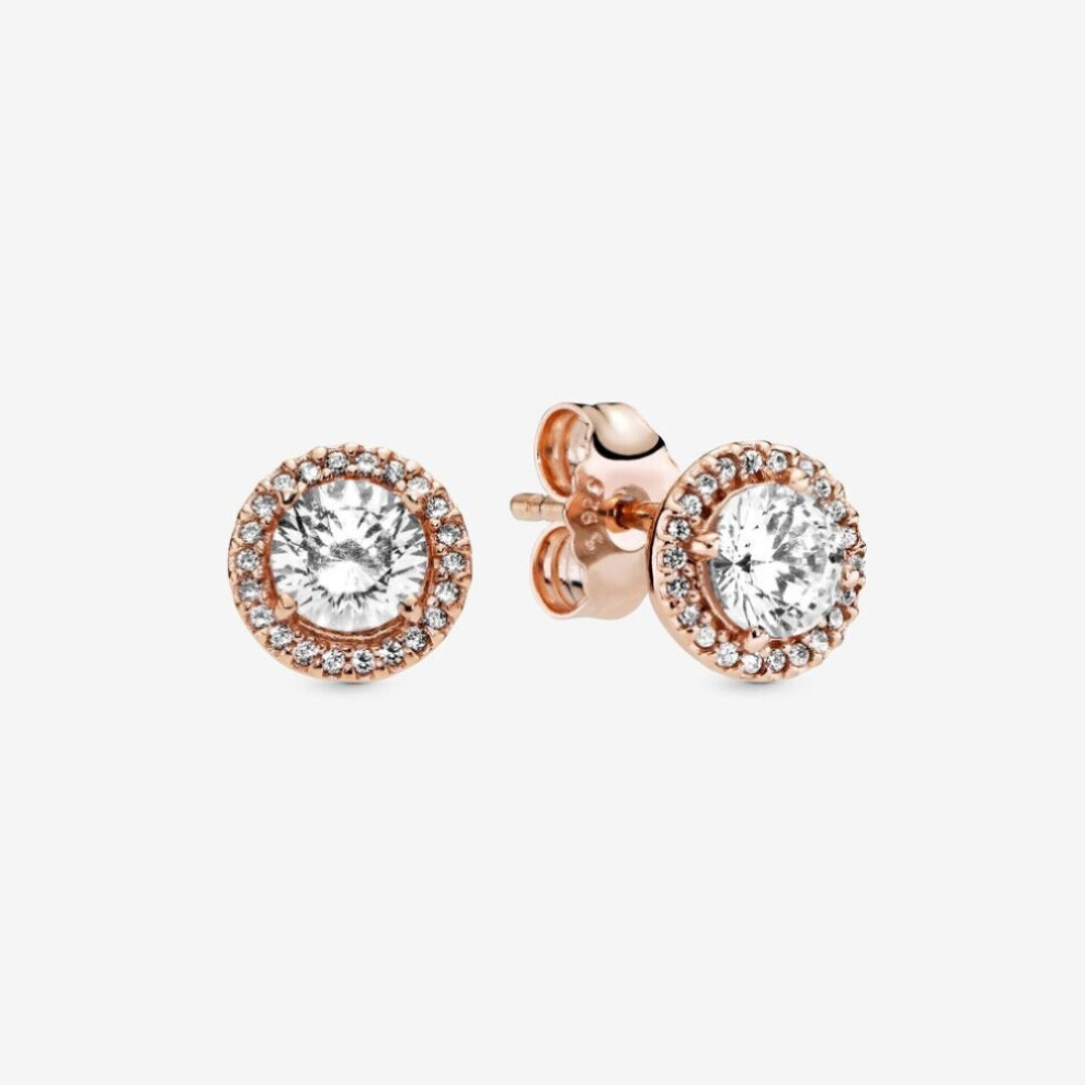 (Rose gold plated Round Sparkle Halo Stud Earrings 286272CZ) (Sparkling Pandora Logo Stud Earrings Sterling silver 290559CZ) Genuine Pandora Sterling Silver S925 ALE PavÃ© Hoop Earrings With Pouch