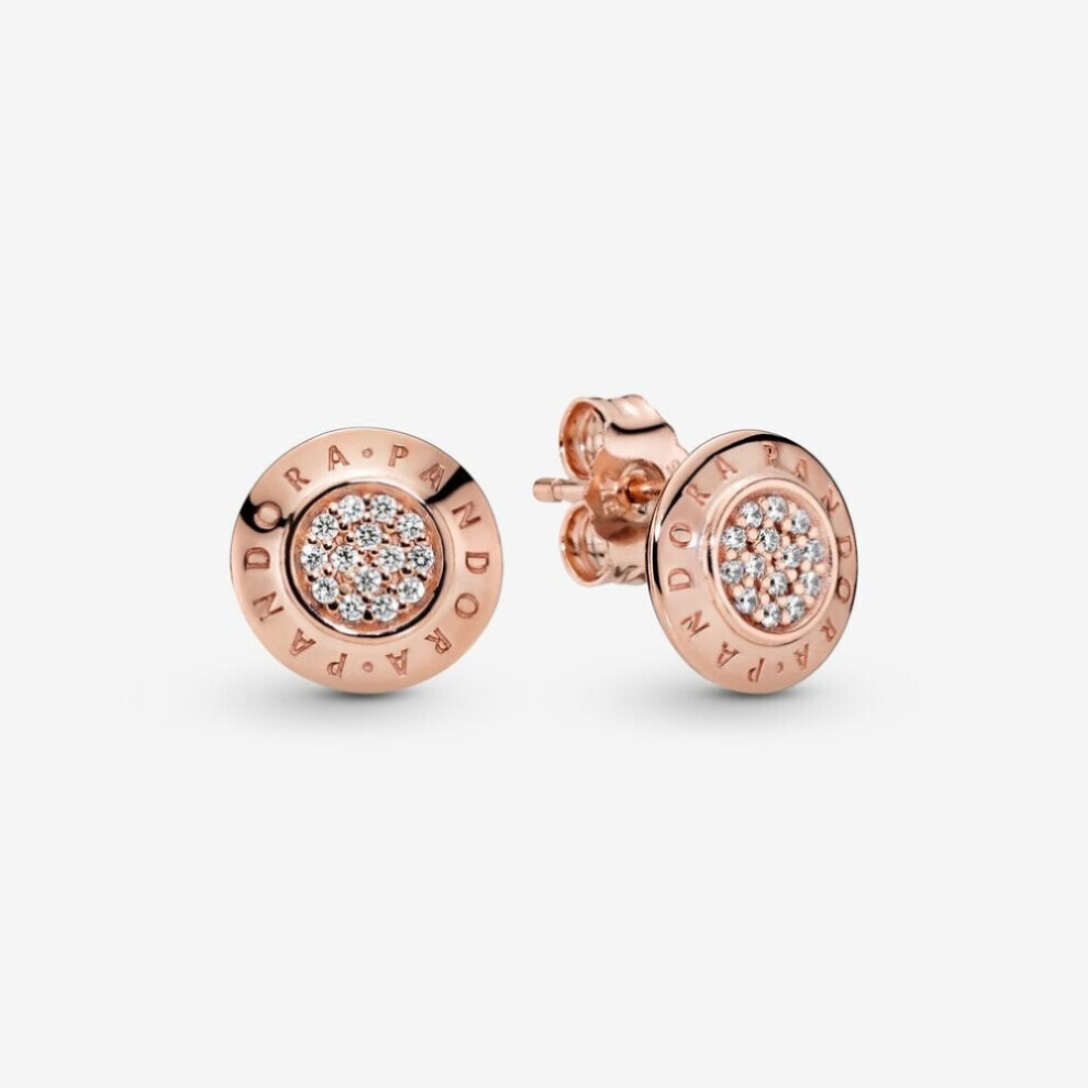 (Rose gold plated Sparkling Pandora Logo Stud Earrings 280559CZ) (Sparkling Pandora Logo Stud Earrings Sterling silver 290559CZ) Genuine Pandora Sterling Silver S925 ALE PavÃ© Hoop Earrings With Pouch
