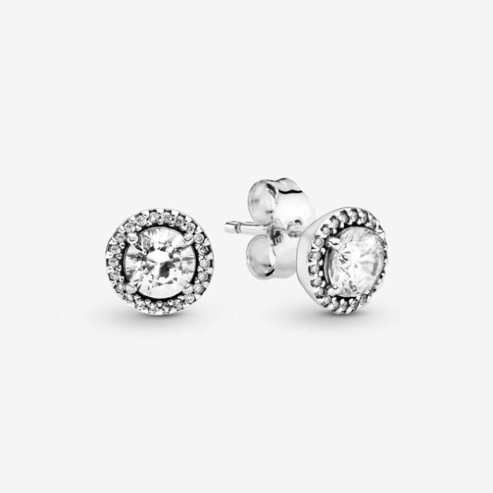 (Round Sparkle Stud Earrings Sterling silver 296272CZ) (Sparkling Pandora Logo Stud Earrings Sterling silver 290559CZ) Genuine Pandora Sterling Silver S925 ALE PavÃ© Hoop Earrings With Pouch