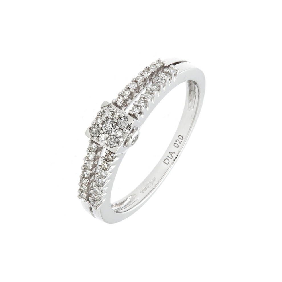(S) Jewelco London 9ct White Gold Diamond Cluster With Diamond Shoulders Ladies Ring - Image 2