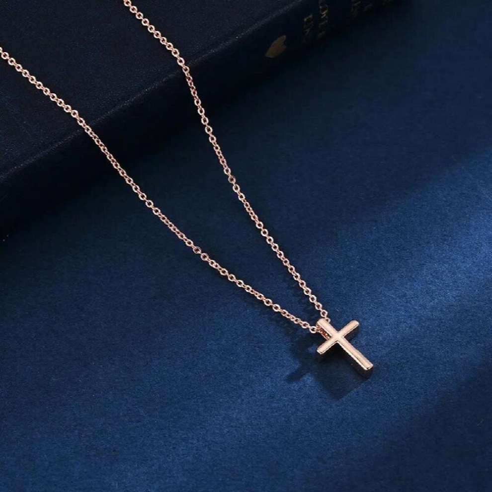 S925 Sterling Silver Personality Glossy Cross Necklace Ladies And Versatile Pendant Chain NecklacePANJBJ