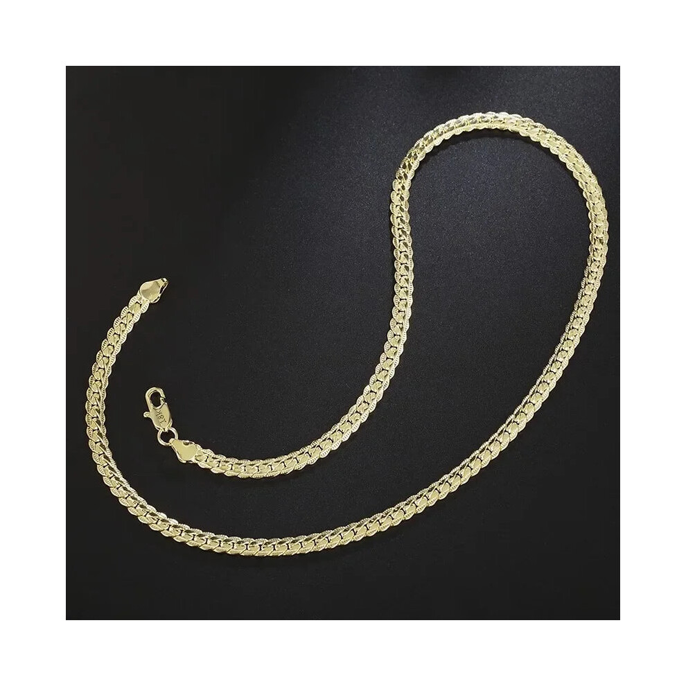 (Silver, 60cm 24inches) 925 Sterling Silver 5MM 18K Gold Full Sideways Figaro Chain Unisex Necklace - Image 6
