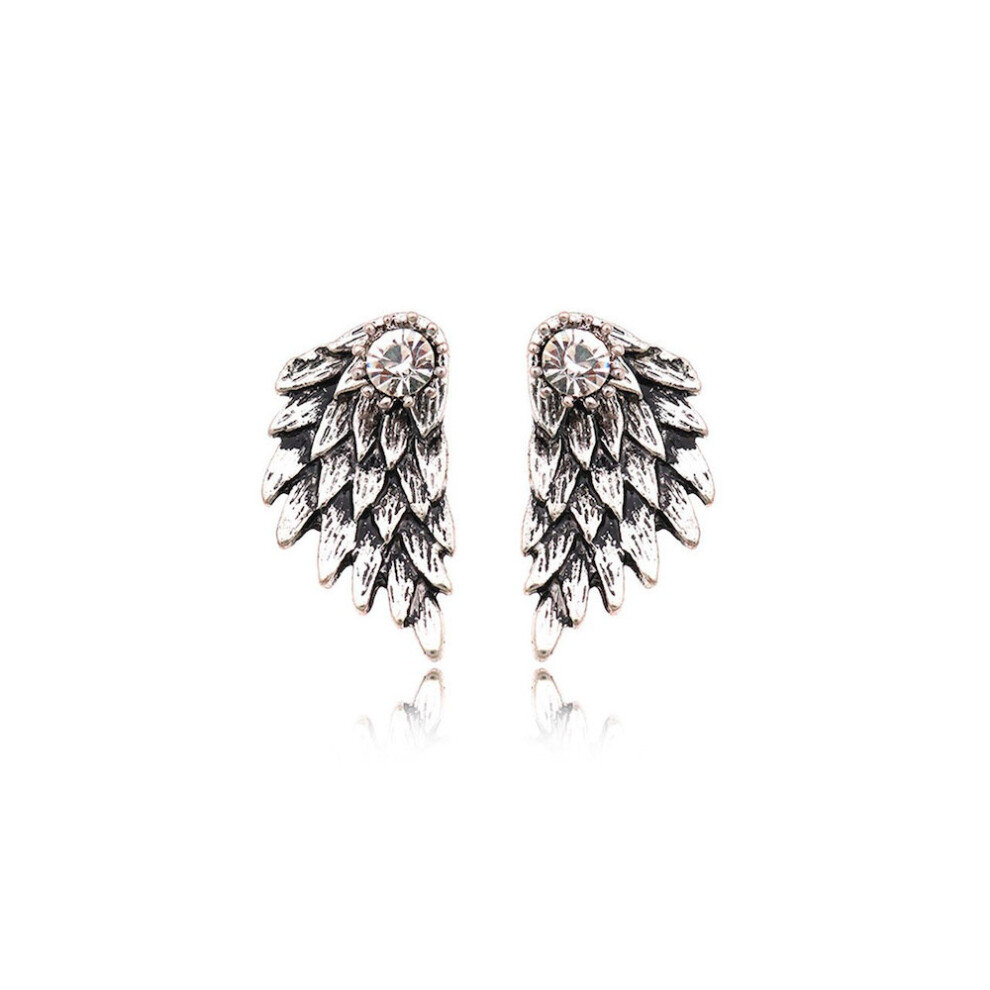 (Silver) Angel Wing Feather Stud Earrings