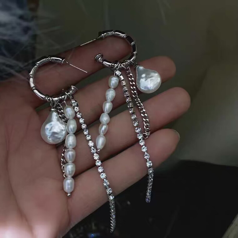 Silver Arrival Round Tassel Long Earrings Temperament Sexy Pearl Earrings INS Jewelry - Image 4