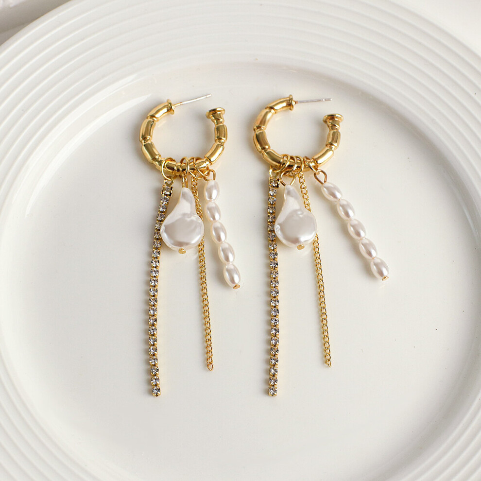 Silver Arrival Round Tassel Long Earrings Temperament Sexy Pearl Earrings INS Jewelry