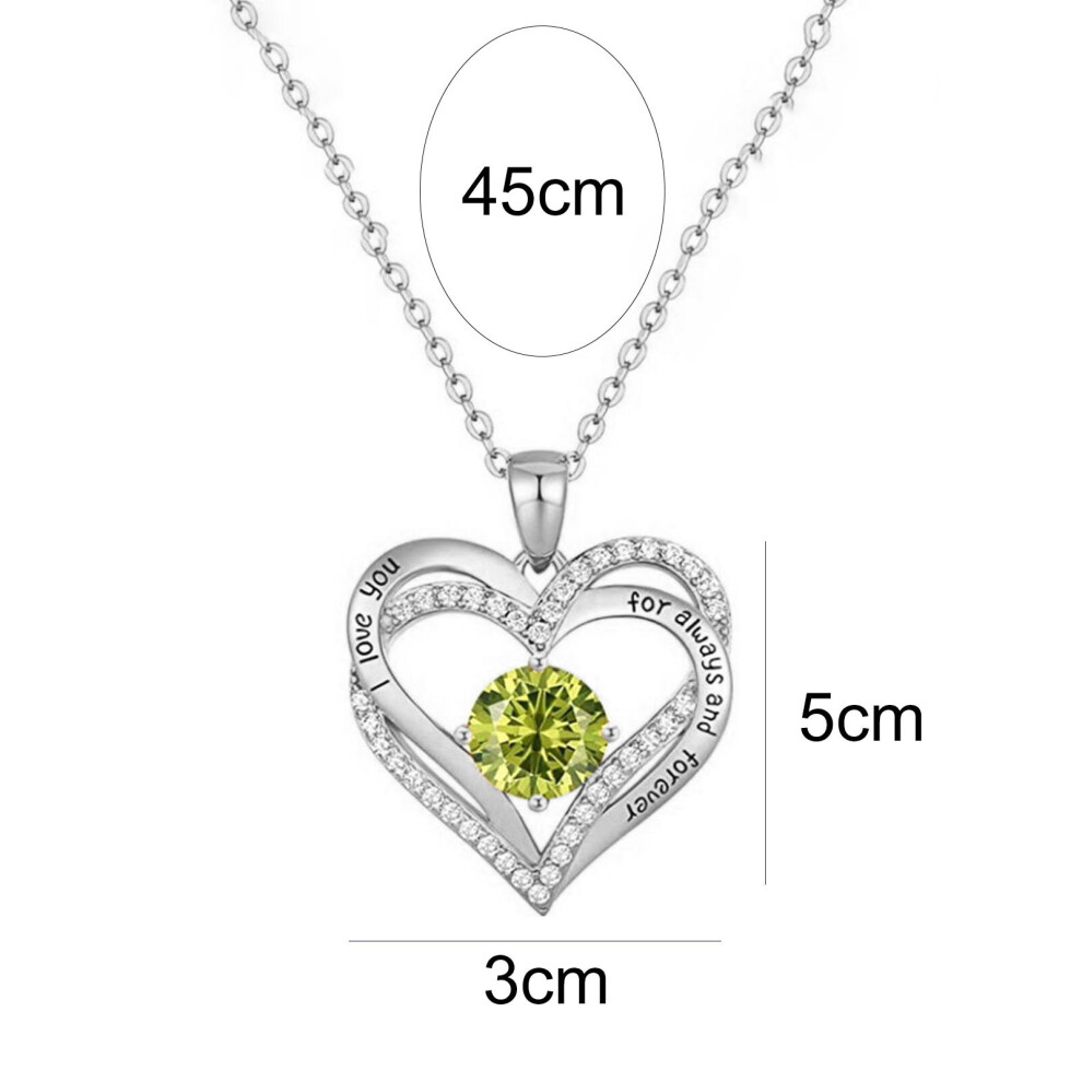 (Silver, February) Simple Double Heart Pendant Alloy I Love You Birthstone Women Clavicle Necklace for Valentine Day - Image 4