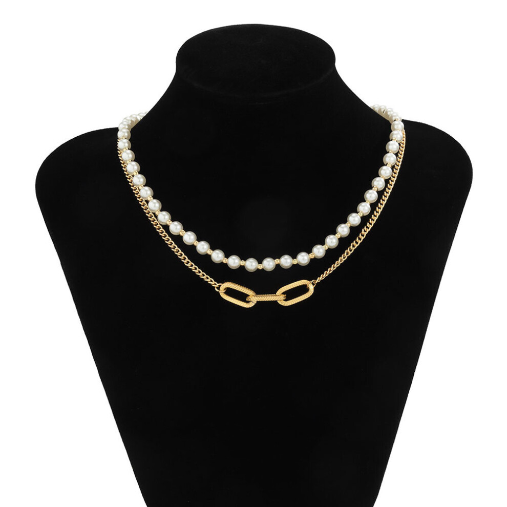 (silver) Geometric Imitation Pearl Necklace Hip Hop Style - Image 3
