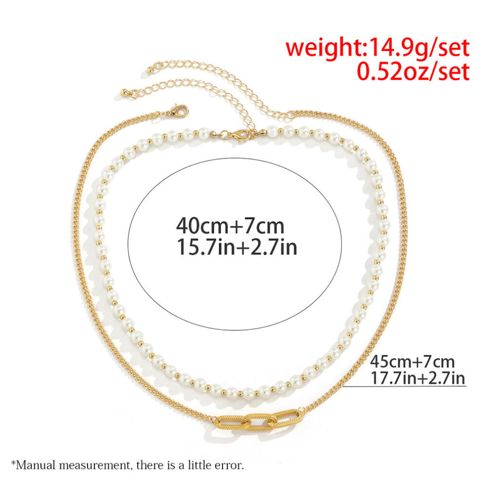 (silver) Geometric Imitation Pearl Necklace Hip Hop Style - Image 7