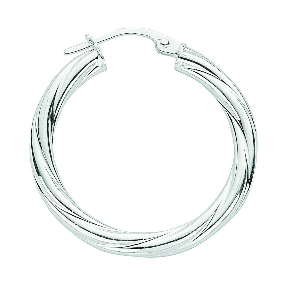 Silver Hoop Earrings Creole Sterling Silver 27mm Twist Hoops