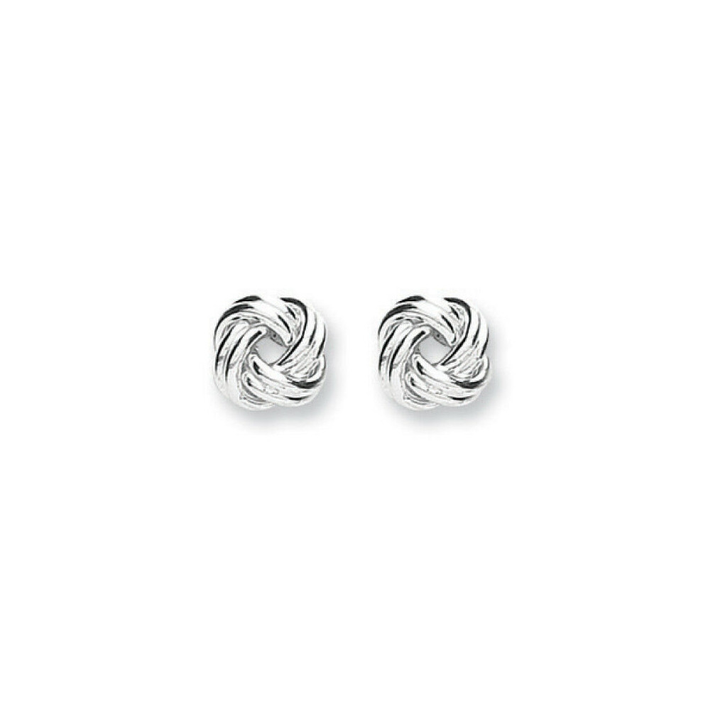 Silver Knot Stud Earrings 925 Hallmark 8mm Ladies Studs