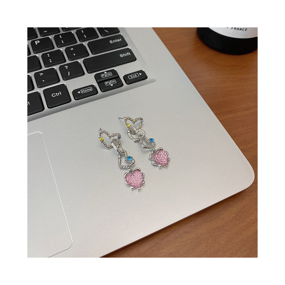 Silver Long S925 Heartshaped Tassel Earrings For Women Fashionable Design