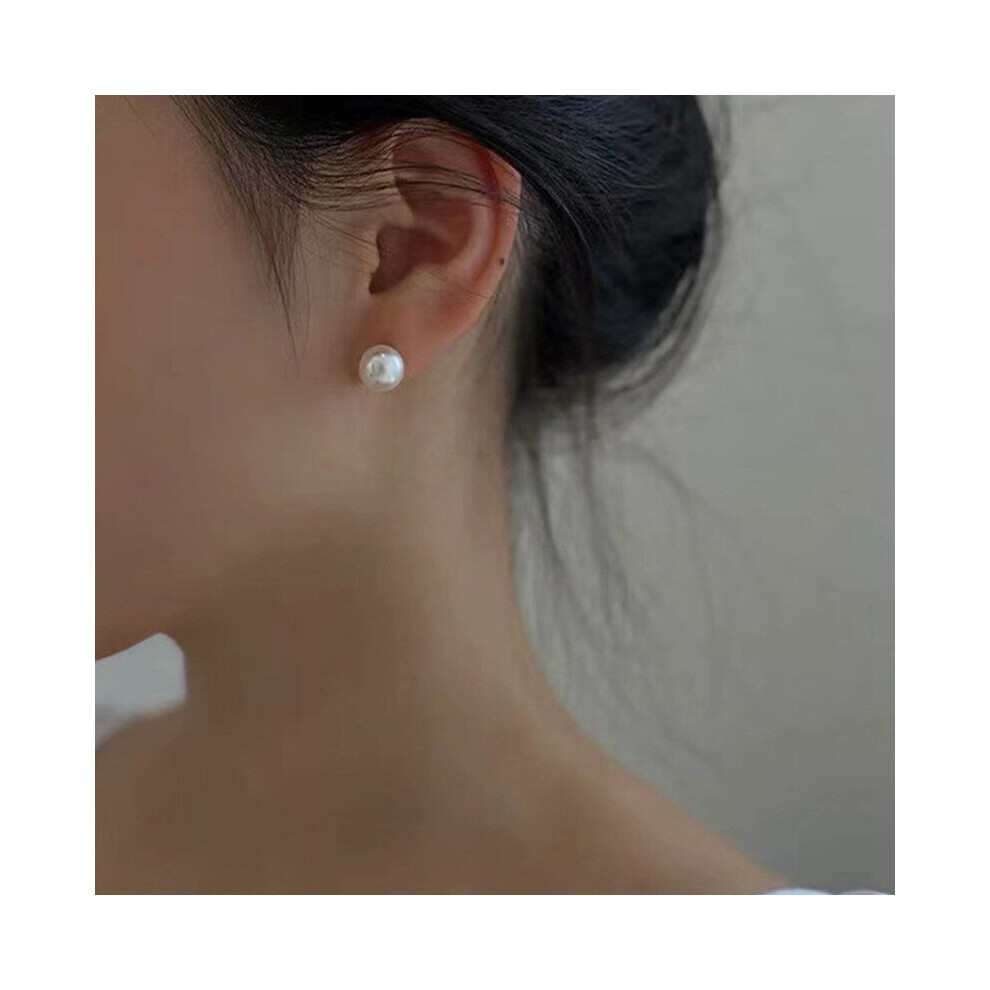 Silver Needle Round Pearl Earrings Women's Retro French Hong Kong Style Stud Earrings All-match Earrings - Image 4